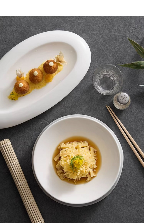 Irregular White Ceramic Dinner Plate